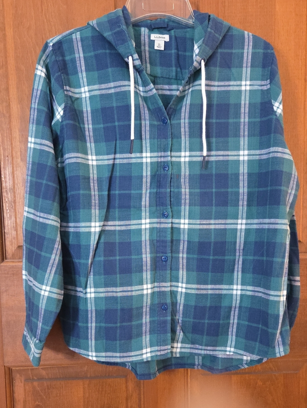L.L. Bean Plaid Hoodie - Blue & Green